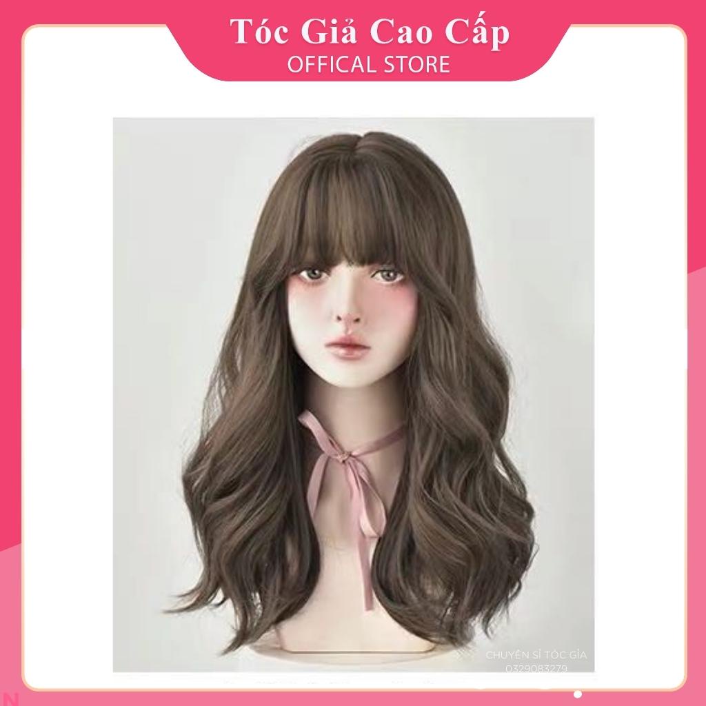 Tóc giả nữ nguyên đầu xoăn dợn hàn quốc dành cho nữ đẹp, C0304, tặng kèm lưới trùm wig