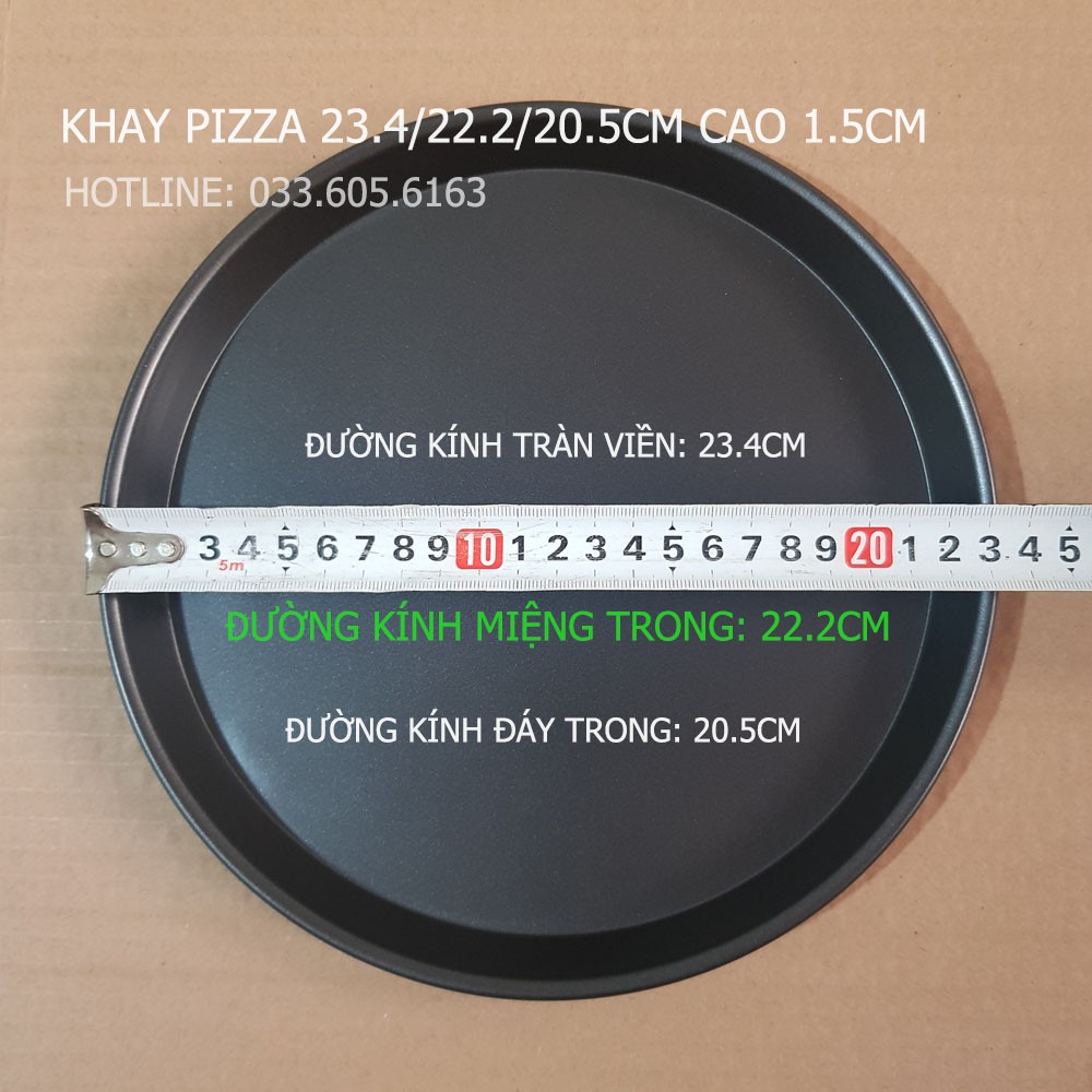 Khuôn Pizza Chống Dính kích thước tràn viền 23.4cm - 26m cao 1.5cm, Khách đặt hàng nhớ xem kích thước mô tả trê ảnh nha