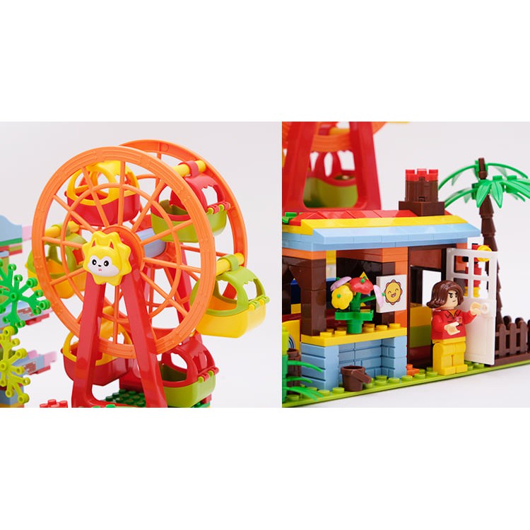 Đồ chơi trẻ em xếp hình lego tháp cầu trượt vòng xoay mặt trời 469 chi tiết BKid21