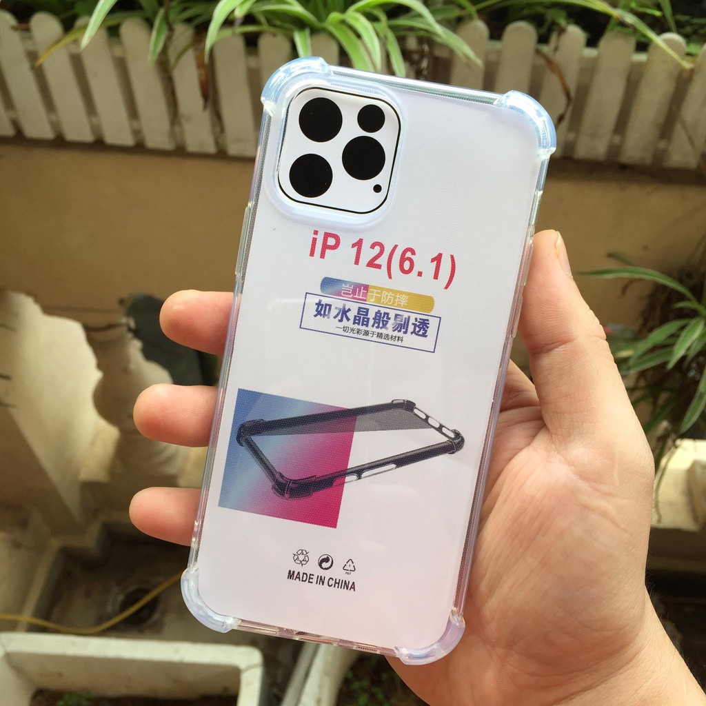 Ốp lưng iPhone 12/ 12 Pro chống sốc trong suốt có gờ nhô cao 4 góc bảo vệ máy, bảo vệ camera