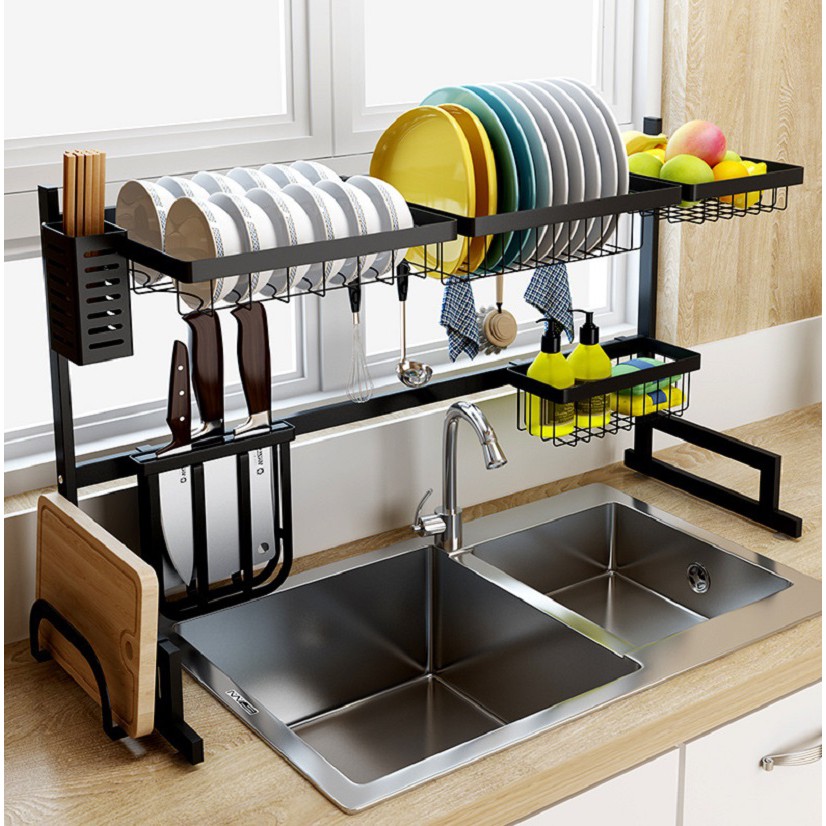 Kệ inox để chén bát dĩa đa năng, Giá để bồn rửa bằng thép không gỉ 52x32cm