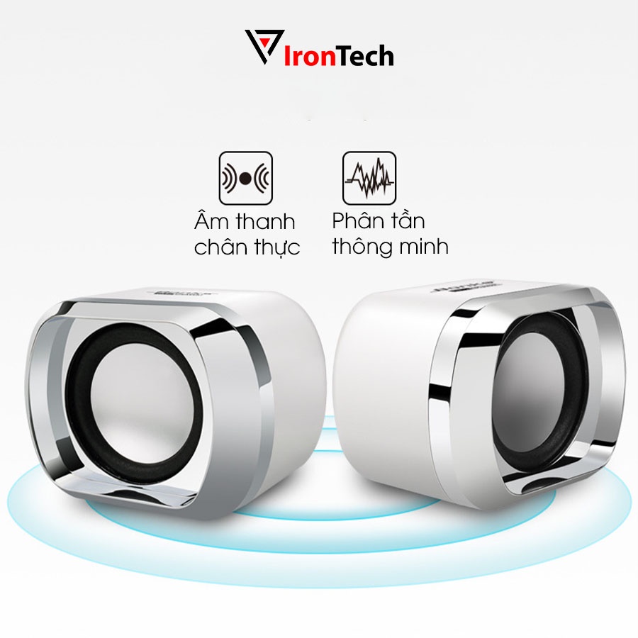 Loa máy vi tính mini có dây IronTech Bonks DX12 nhỏ gọn cầm tay âm thanh nổi 3D siêu bass tương thích laptop pc