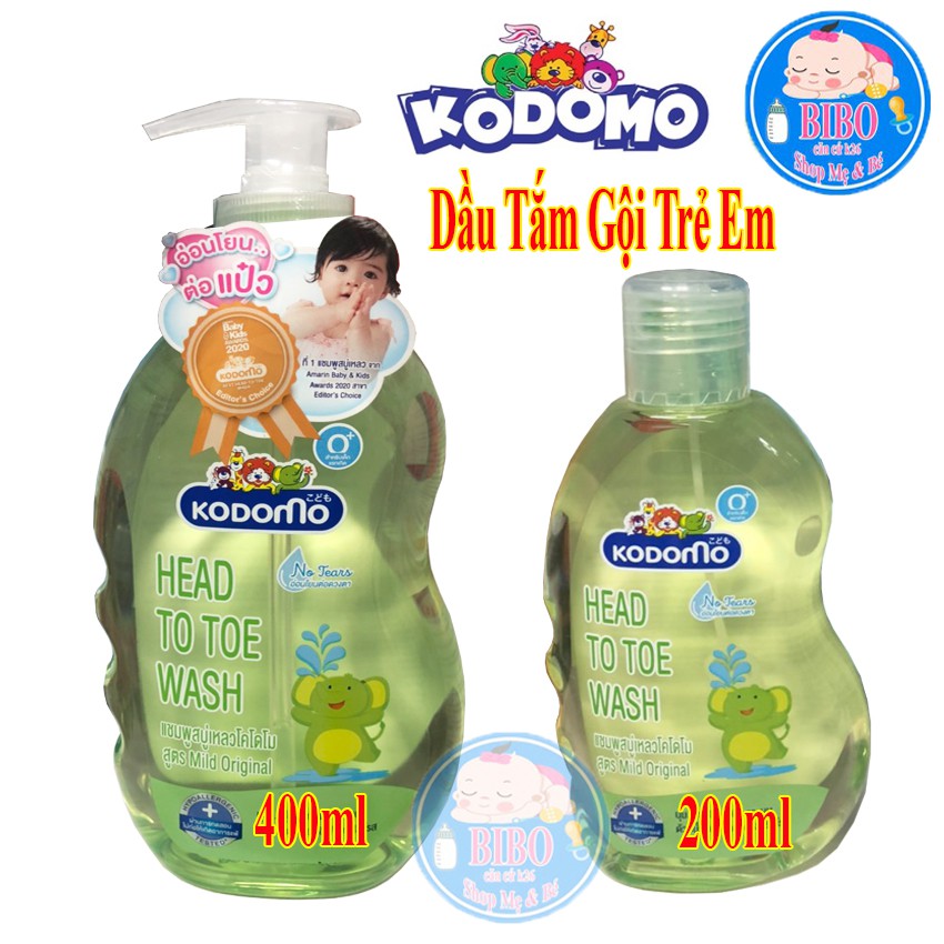 Dầu tắm gội cho bé Kodomo Head To Toe - 200ml,400ml - Thương hiệu Thái Lan