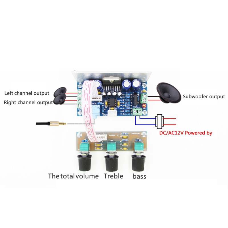 Bo mạch khuếch đại âm thanh TDA7377 kênh 2.1 công suất đầu ra 20Wx2 + 30W