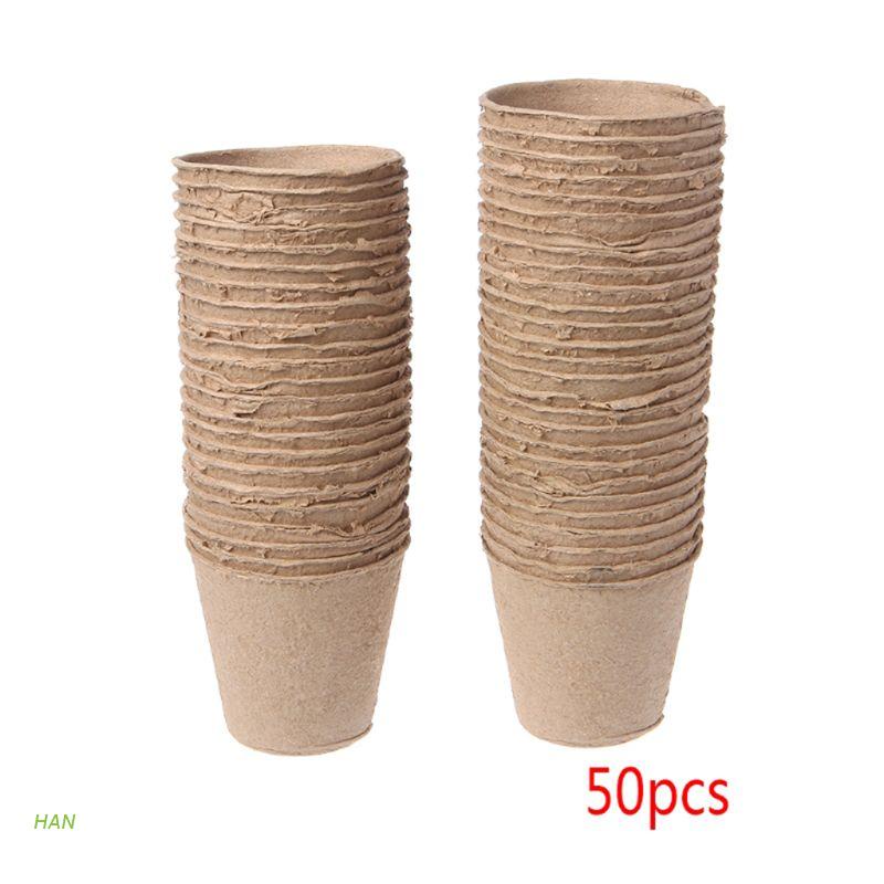 Set 50 Chậu Giấy Ươm Cây Hữu Cơ Tự Phân Hủy Sinh Học Kích Thước 2.4&quot;