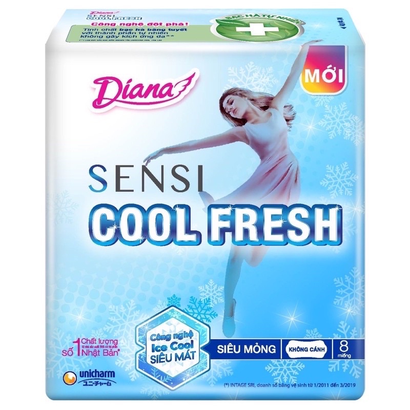 Băng Vệ Sinh Diana SenSi Cool Bạc Hà. Siêu Mát Lạnh.Hàng Sịn Công ty