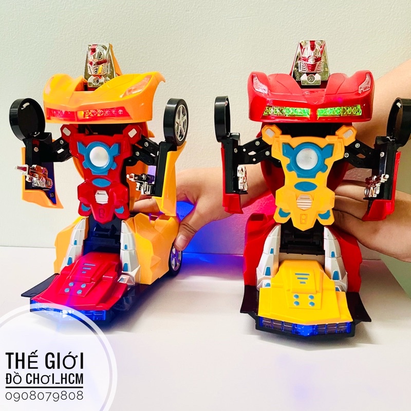 [Ô TÔ BIẾN HÌNH-XOAY] Đồ chơi xe ô tô biến hình robot có đèn nhạc khi chạy rất đẹp dành cho bé thích mô hình xe robot.