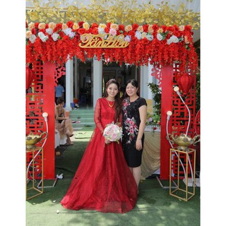 Váy Lụa Hoa Tuyết Trắng/Đỏ SPKT