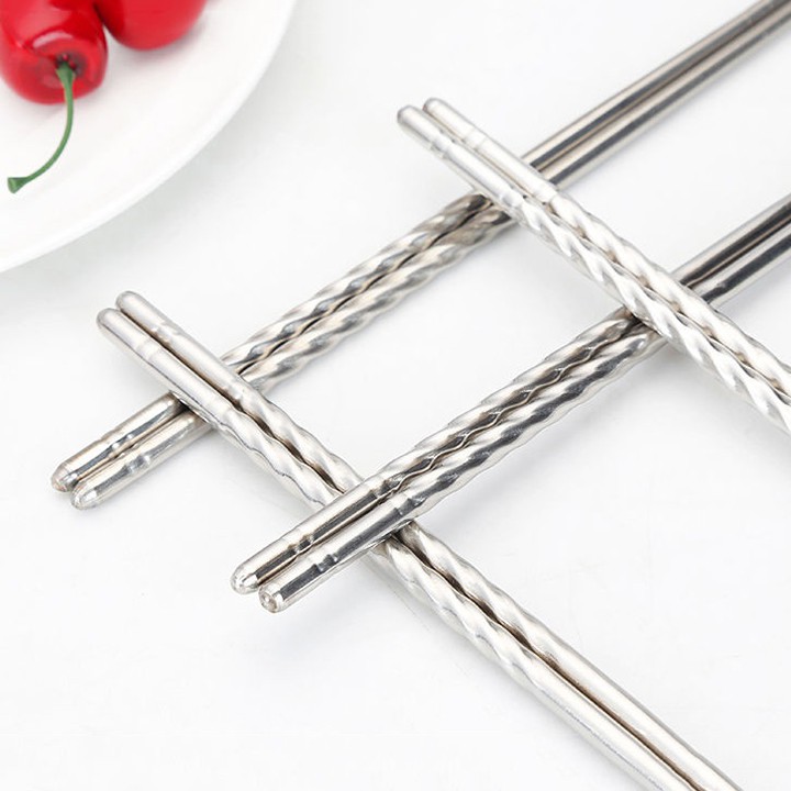 Đũa inox (Vỉ 5 đôi) cao cấp an toàn chống nóng, Đũa ăn nhà bếp dài 22cm sang trọng, lịch sự HL11