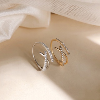 Nhẫn cưới thép titan mạ vàng bạc đính đá zircon