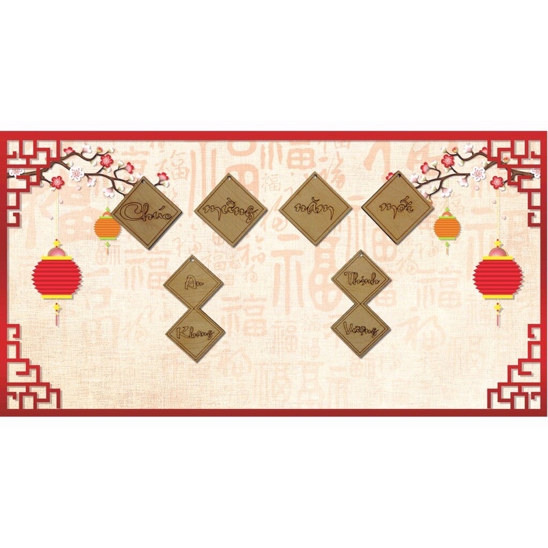 Set tô màu gỗ trang trí tết 2024- Set trang trí tết bằng gỗ - Decor - Tô màu sáng tạo Trang trí tết