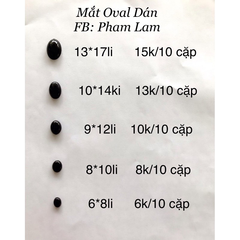 5 Cặp Mắt Oval Dán