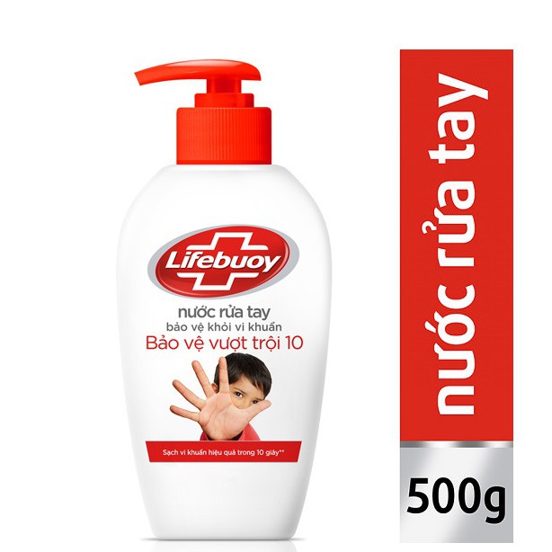 Nước Rửa Tay Lifebuoy Bảo Vệ Vượt Trội 500g TẶNG GEL khô 90ml