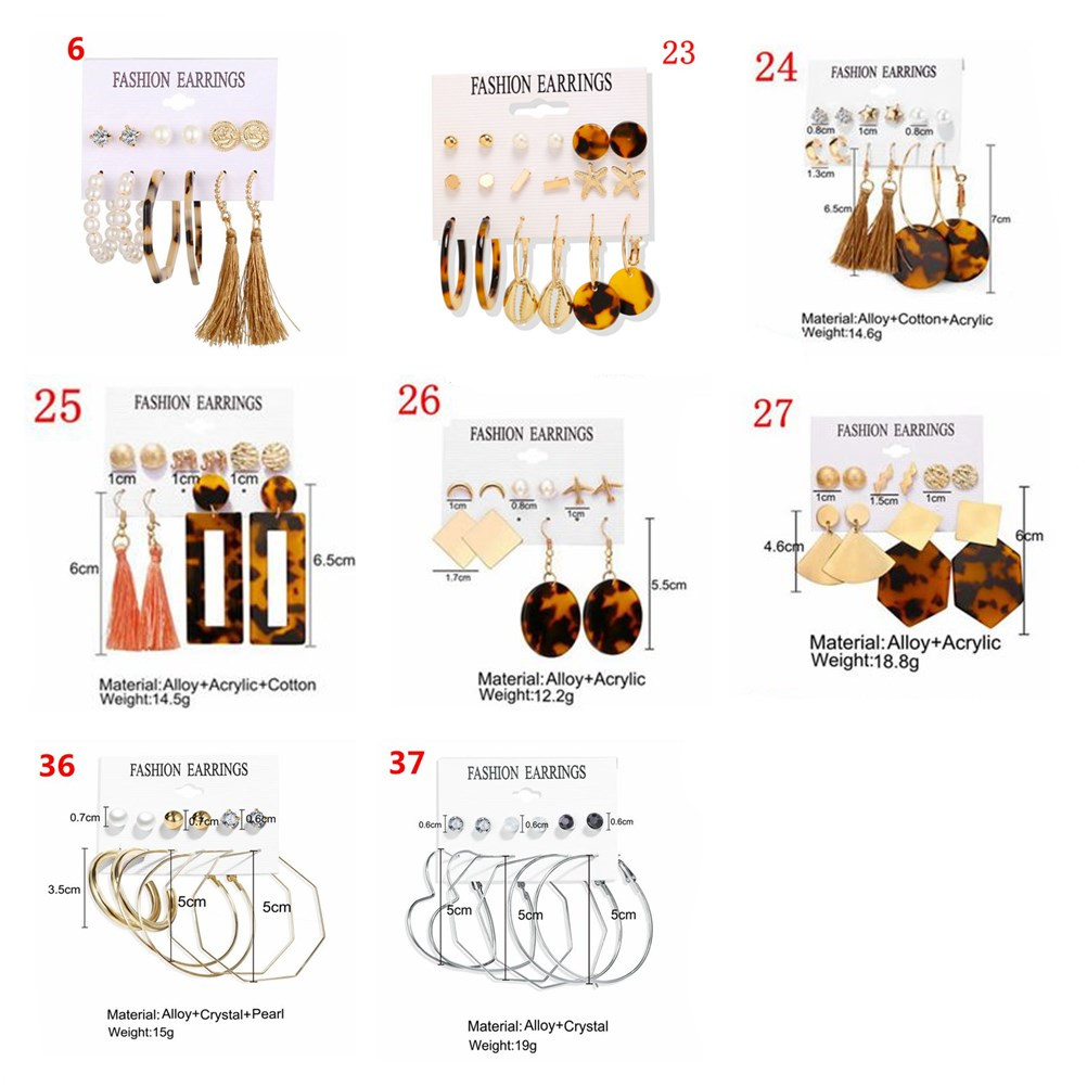 Bộ 37 cái bông tai phong cách sang trọng cho nữ