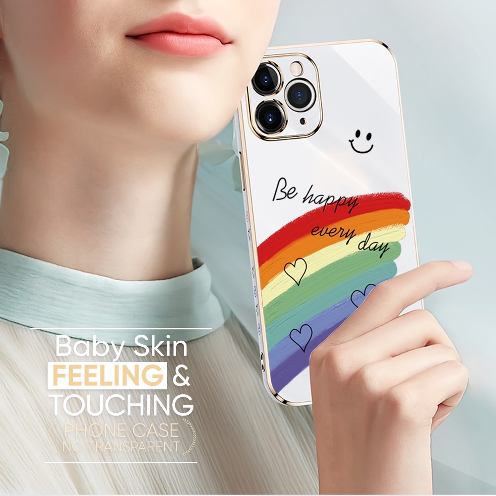Samsung Galaxy A73 A72 A53 A33 A23 A01 A7 2018 4G 5G For Phone Case Soft Casing Silicone Smile Lover Heart Electroplating Full Cover Shockproof TPU Cases