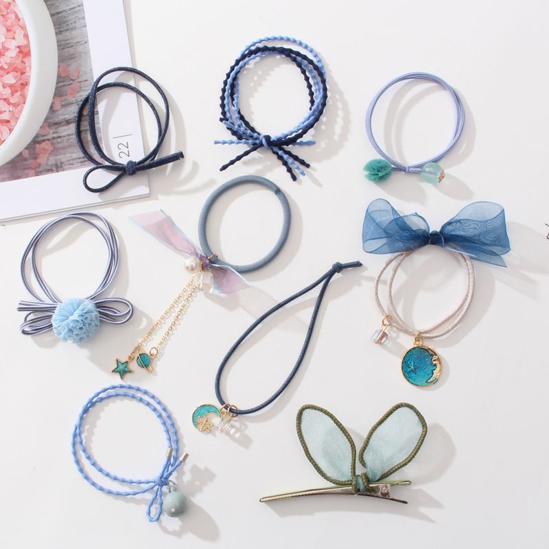 set 8 dây buộc tóc kèm kẹp tóc xinh xinh