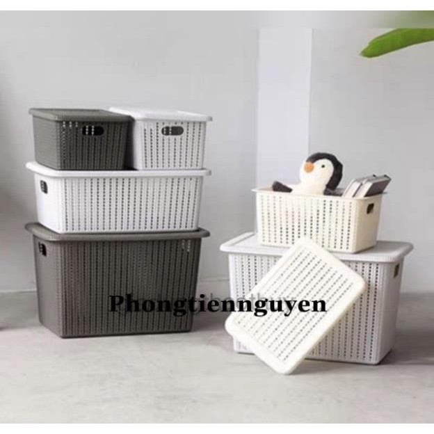 [HANG HOT] Rỏ nhựa giả mây có quai cầm,sọt đựng quần áo, rỏ đựng quần áo