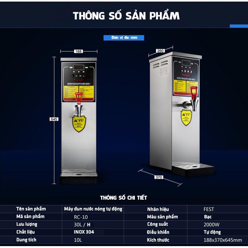 Máy đun nước nóng tự động cấp SIÊU TỐC FEST RC10 CHÍNH HÃNG - Máy đun công nghiệp - Thiết bị máy móc pha chế