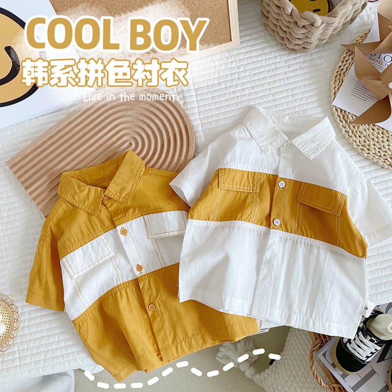 Áo polo Tay Ngắn Chất Liệu Cotton Phong Cách Hàn Quốc Cho Bé Trai