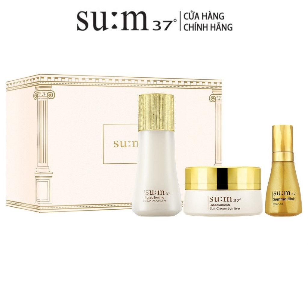 [HB Gift] Bộ 3 bước Tái sinh dưỡng da trắng hồng Su:m37 Losec Summa Elixir 3pcs