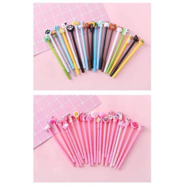 Set 20 chiếc Bút bi nước hoạt hình cute cho văn phòng phẩm, học sinh sinh viên Tặng kèm túi đựng ( Màu Ngẫu Nhiên )