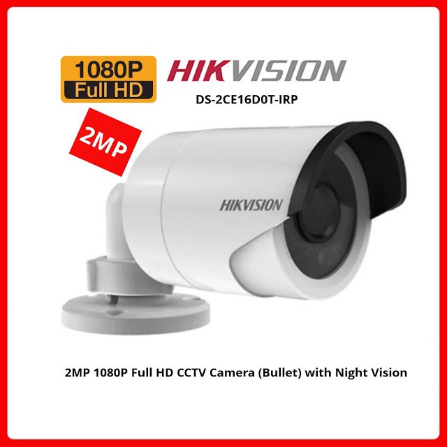 Camera 2.0 Megapixel HIKVISION DS-2CE16D0T- IRP Vỏ nhựa - BH 24 Tháng