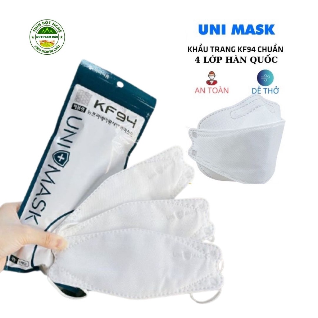 Khẩu Trang 4 Lớp KF94 UNI MASK Chống Bụi Mịn Và Kháng Khuẩn Hàng Cao Cấp Hàn Quốc (Bán Lẻ Từ 1 Chiếc)