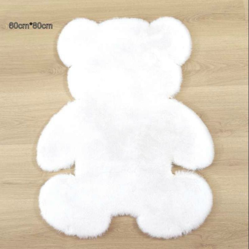 Thảm trải sàn lông thỏ hình gấu dễ thương decor nhà - thảm hình gấu đáng yêu - trang trí phòng ngủ