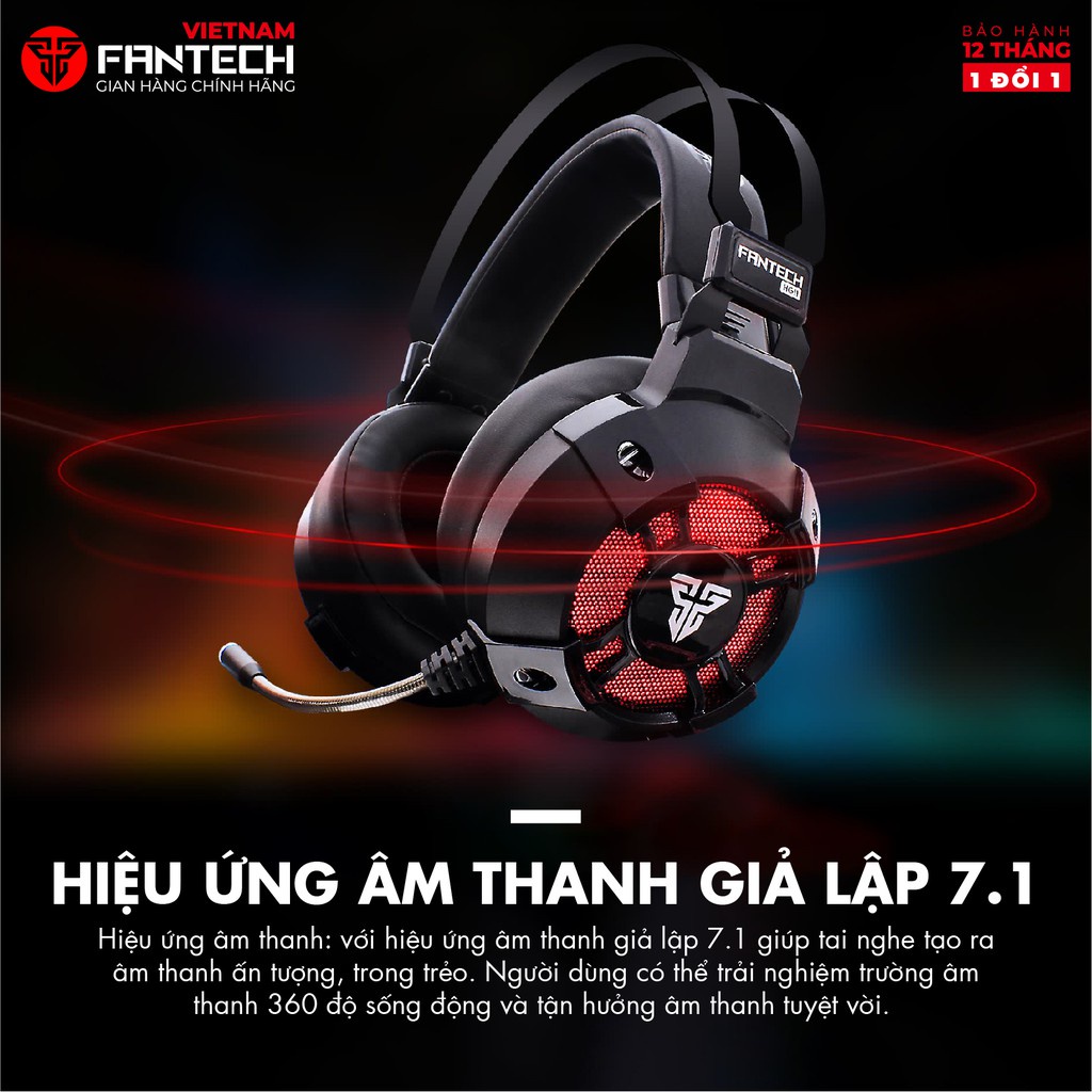 Tai nghe Gaming 7.1 Fantech HG11 CAPTAIN LED RGB Hỗ Trợ Mic Chống Ồn - Chính Hãng