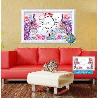 Tranh đính đá đồng hồ vợ chồng y8107: 80 x 50