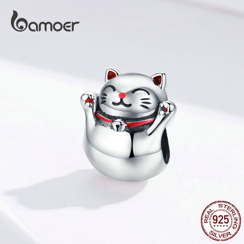 Hạt charm Bamoer hình chú mèo may mắn phong cách Nhật Bản đáng yêu | BigBuy360 - bigbuy360.vn