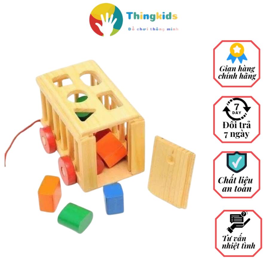 Đồ chơi gỗ xe cũi thả hình Gold Cat - Thingkids