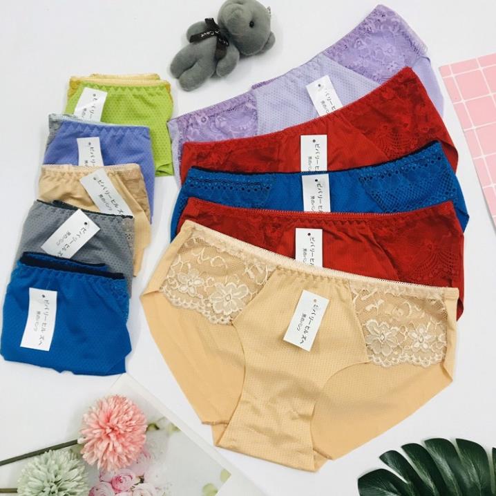 Quần lót nữ cotton cao cấp hàng xuất Nhật, quần lót su phối ren sexy thông hơi kháng khuẩn mềm mại thoáng mát