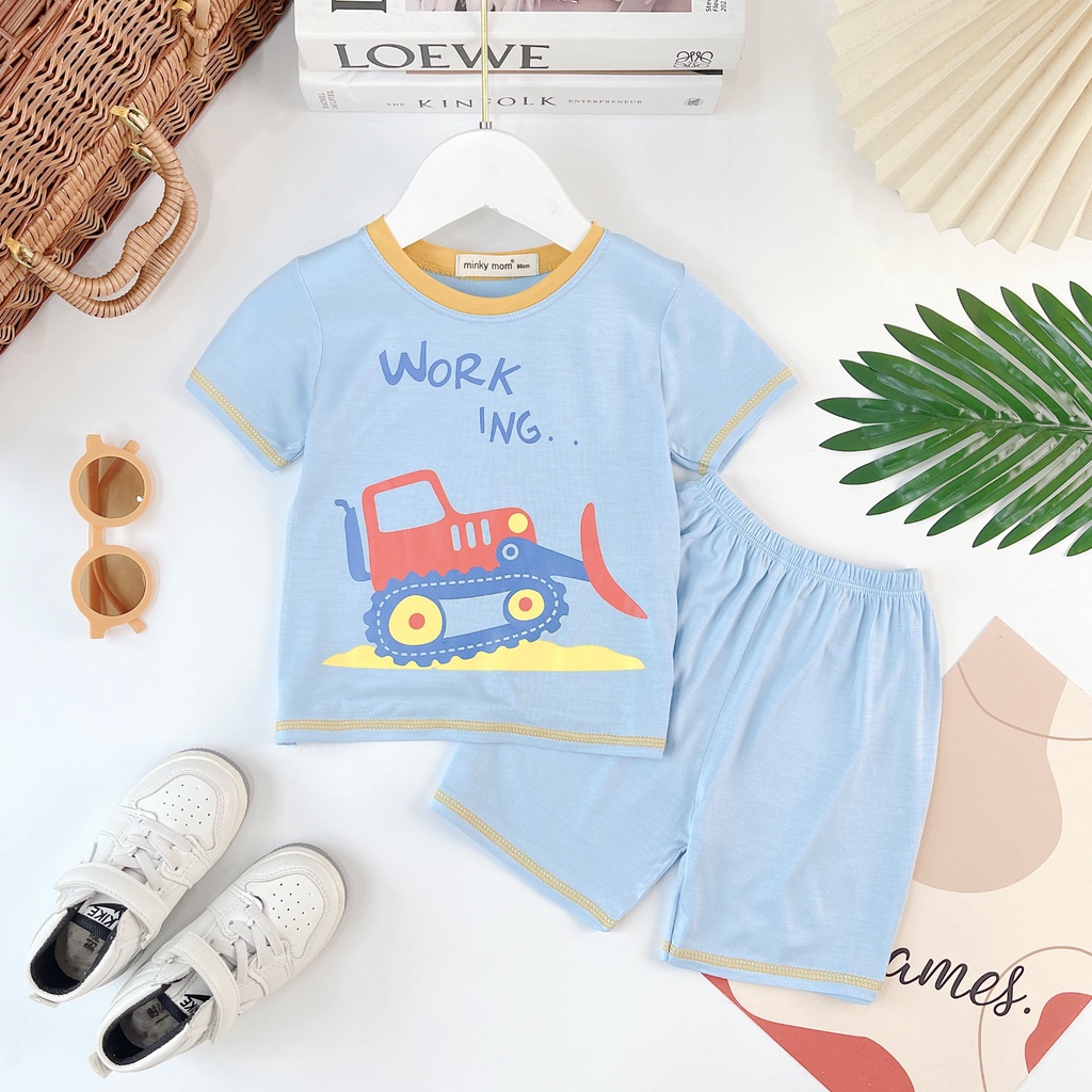 Đồ bộ bé trai gái MINKY MOM size đại cộc tay thun lạnh, bộ quần áo cho bé trẻ em mặc ở nhà 1 2 3 4 5 6 7 8 tuổi BC058