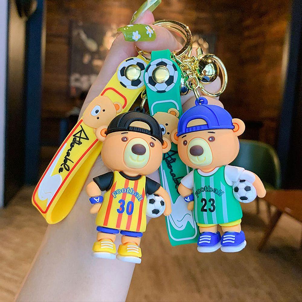 Móc Khóa Hình Quả Bóng Đá / Gấu Bông Hoạt Hình Bằng Nhựa Dễ Thương