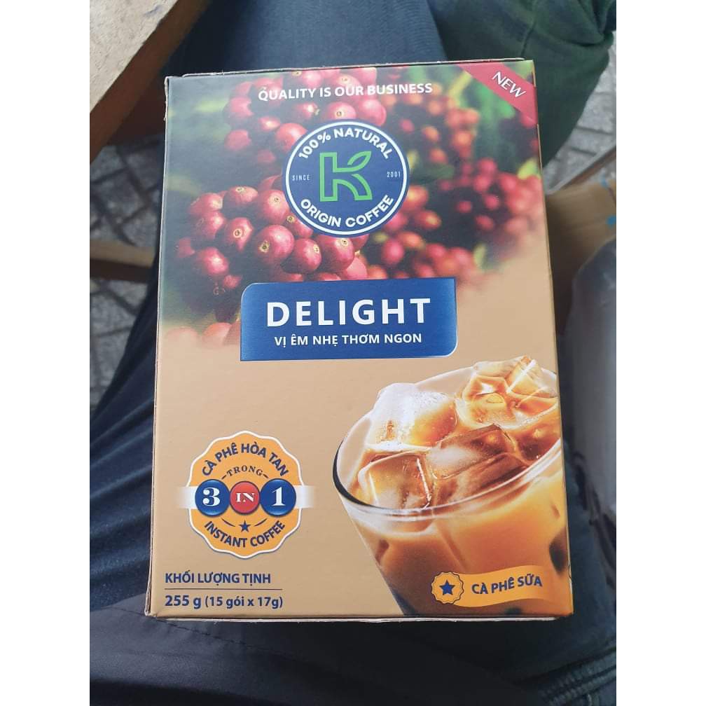 Cà phê sữa hoà tan 3in1 K coffee delight (255g/hộp) 15 gói