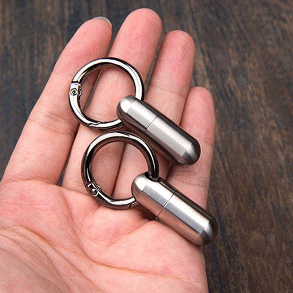 Hộp Đựng Thuốc Viên Bằng Hợp Kim Titan Chống Thấm Nước Có Móc Khóa Tiện Dụng Mang Theo Du Lịch