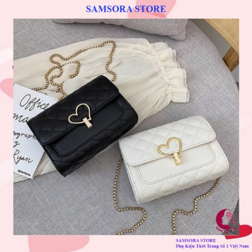Túi xách nữ  cao cấp đeo chéo phong cách hàn quốc kết hợp khóa tim sang chảnh Samsora store TDC2110