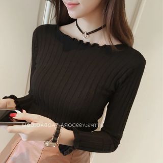 Áo len dài tay cổ bèo (free size)