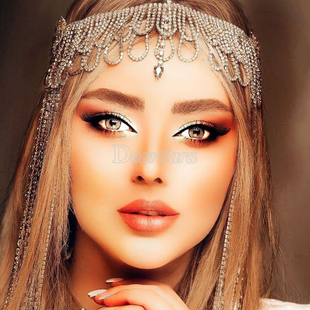 Dây Xích Nhiều Lớp Đính Đá Zircon Tua Rua Đeo Trán Thời Trang Cho Nữ