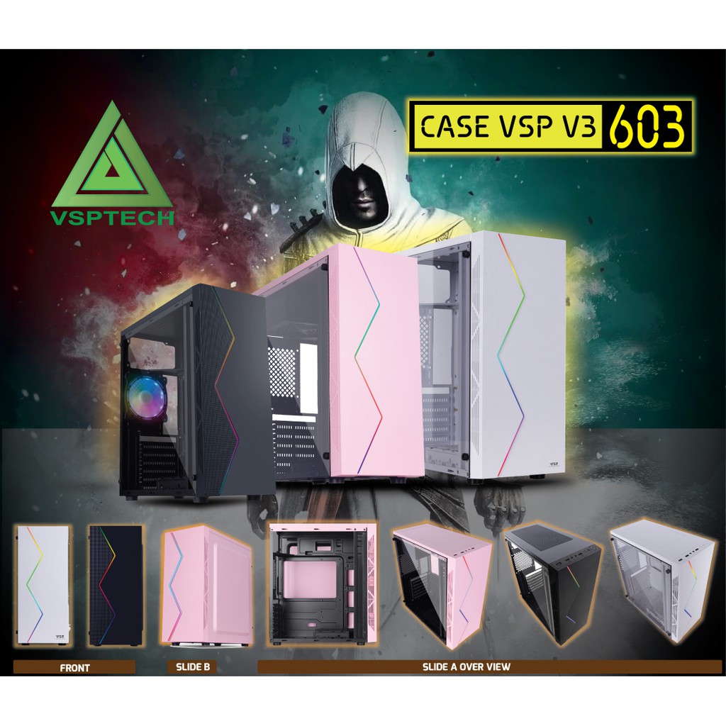 Vỏ Case Máy Tính VSP V3-603W White (Màu Trắng) - Hàng Chính Hãng NEW