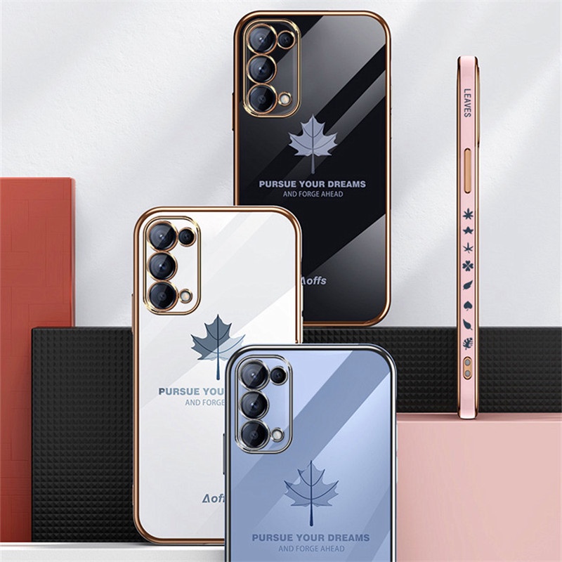 ốp lưng điện thoại mạ sang trọng tương thích cho OPPO Reno 5 5F / Reno 5 Pro / Reno 6 5G / Reno 6Z Với bảo vệ ống kính máy ảnh silicone chống sốc Vỏ mềm case