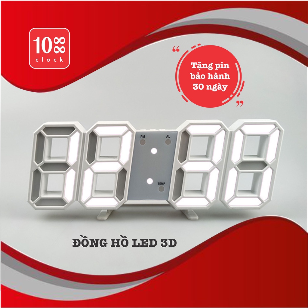 Đồng hồ led 3d treo tường, để bàn trang trí phong cách trẻ hiện đại