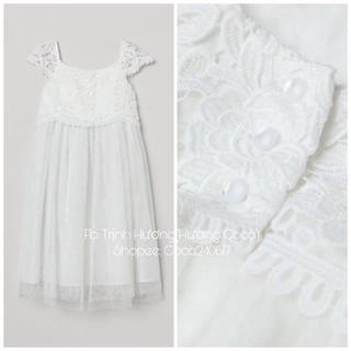 [HÀNG CHÍNH HÃNG H.M]Váy trắng công chúa cánh tiên ren mềm hàng H.M JP