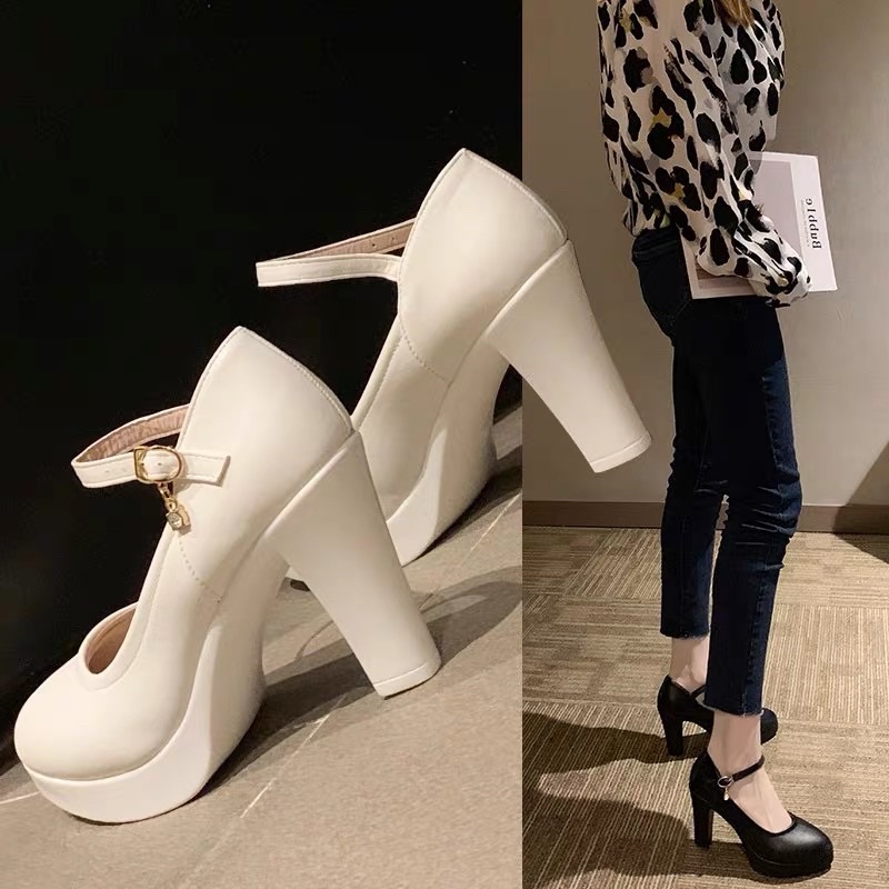 GIÀY MARY JANE DÂY CÀI CAO GÓT 6CM VUÔNG MŨI NHỌN ĐẾ CAO PHONG CÁCH LOLITA