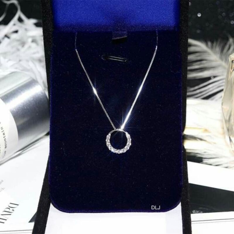 DÂY CHUYỀN BẠC MẶT ĐÁ TRÒN CHO NỮ CAO CẤP - TRANG SỨC BẠC