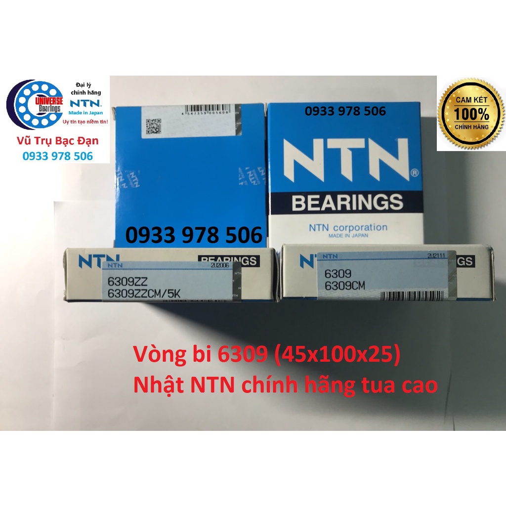 Vòng bi Bạc đạn 6309, 6309zz  chính hãng Nhật NTN Made in Japan sử dụng cho máy công nghiệp tua cao