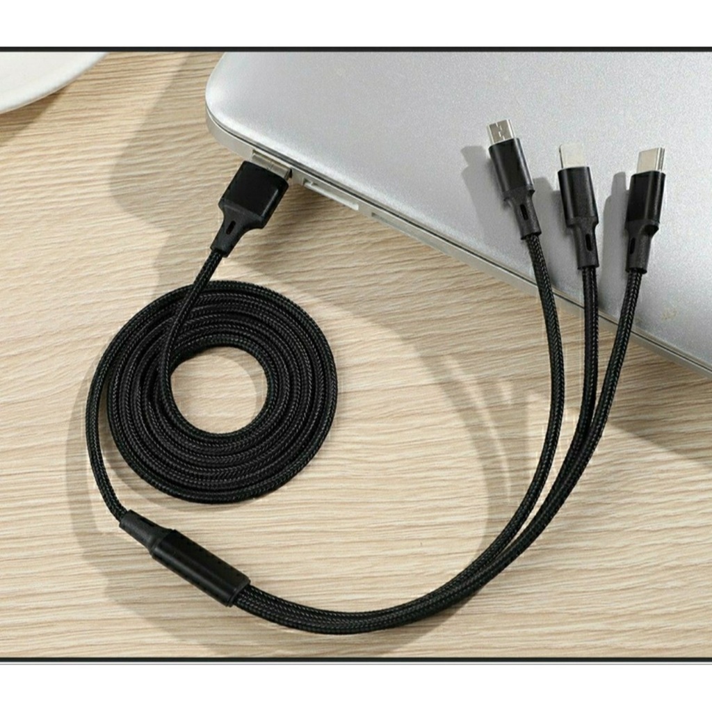 Dây Sạc điện thoại 3 in 1 Đầu Bọc Dù (Type C to Type C / Lightning/ Micro USB, Fast Charging & Data Cable )