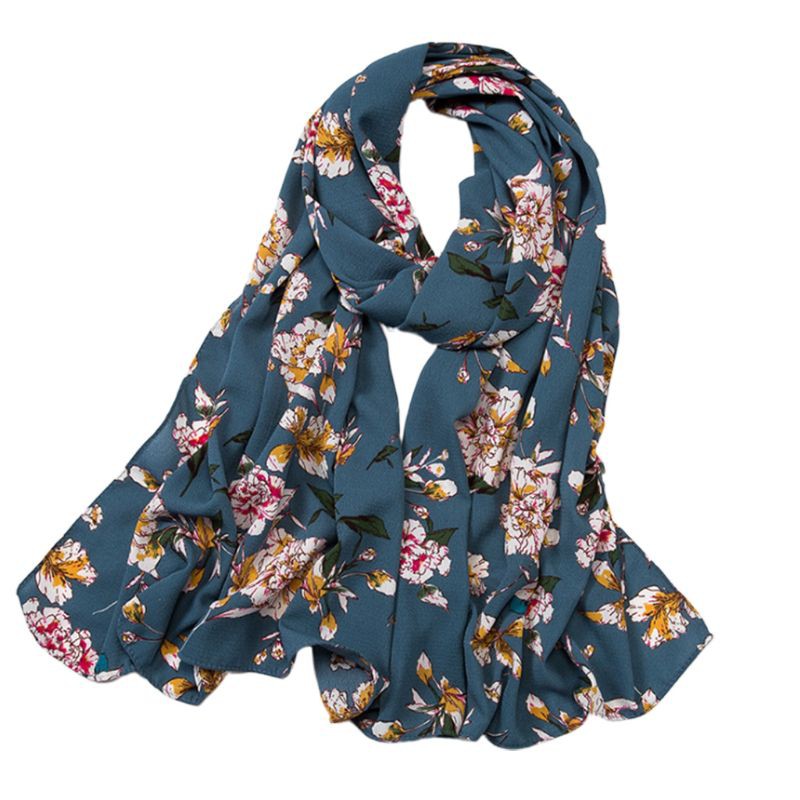 Khăn Choàng Đầu Chất Chiffon Hoạ Tiết Hoa Nhiều Màu Sắc Cho Nữ