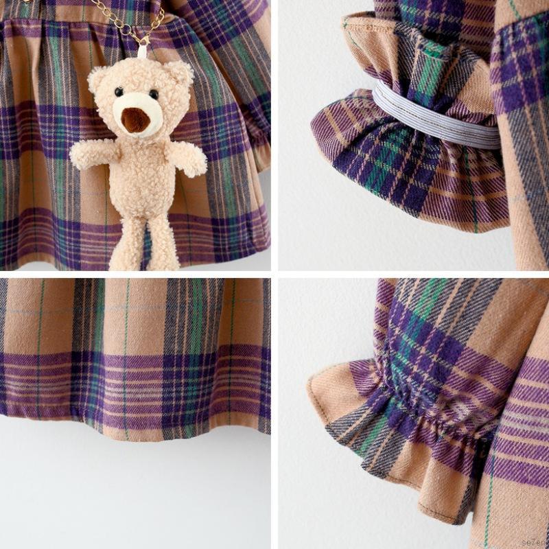 Váy ca rô tay dài đáng yêu dành cho cho bé gái từ 0-4 tuổI